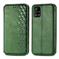 Custodia Portafoglio In Pelle Cover con Supporto S01D per Samsung Galaxy A51 4G Verde