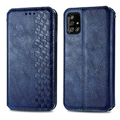 Custodia Portafoglio In Pelle Cover con Supporto S01D per Samsung Galaxy A51 5G Blu