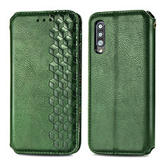Custodia Portafoglio In Pelle Cover con Supporto S01D per Samsung Galaxy A70S Verde