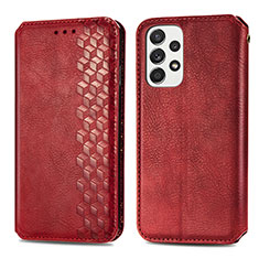Custodia Portafoglio In Pelle Cover con Supporto S01D per Samsung Galaxy A73 5G Rosso