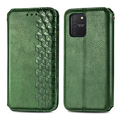 Custodia Portafoglio In Pelle Cover con Supporto S01D per Samsung Galaxy A91 Verde