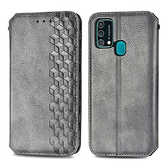 Custodia Portafoglio In Pelle Cover con Supporto S01D per Samsung Galaxy F41 Grigio