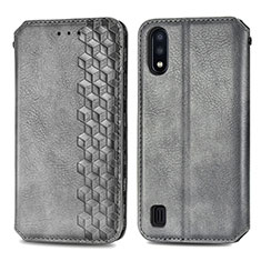 Custodia Portafoglio In Pelle Cover con Supporto S01D per Samsung Galaxy M01 Grigio