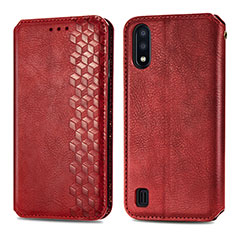 Custodia Portafoglio In Pelle Cover con Supporto S01D per Samsung Galaxy M01 Rosso