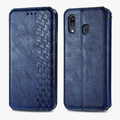 Custodia Portafoglio In Pelle Cover con Supporto S01D per Samsung Galaxy M10S Blu