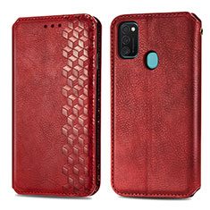 Custodia Portafoglio In Pelle Cover con Supporto S01D per Samsung Galaxy M21 Rosso
