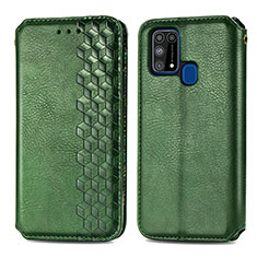 Custodia Portafoglio In Pelle Cover con Supporto S01D per Samsung Galaxy M21s Verde