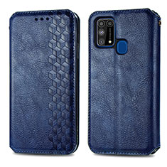 Custodia Portafoglio In Pelle Cover con Supporto S01D per Samsung Galaxy M31 Blu