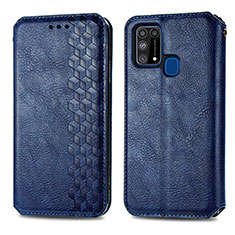 Custodia Portafoglio In Pelle Cover con Supporto S01D per Samsung Galaxy M31 Prime Edition Blu