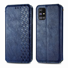 Custodia Portafoglio In Pelle Cover con Supporto S01D per Samsung Galaxy M31s Blu