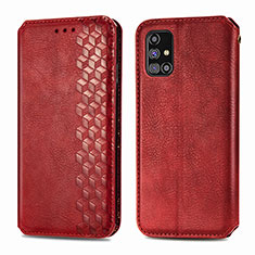 Custodia Portafoglio In Pelle Cover con Supporto S01D per Samsung Galaxy M31s Rosso