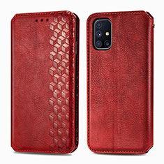 Custodia Portafoglio In Pelle Cover con Supporto S01D per Samsung Galaxy M51 Rosso