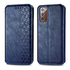 Custodia Portafoglio In Pelle Cover con Supporto S01D per Samsung Galaxy Note 20 5G Blu