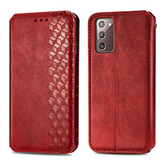 Custodia Portafoglio In Pelle Cover con Supporto S01D per Samsung Galaxy Note 20 5G Rosso