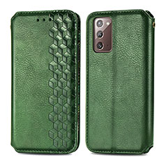 Custodia Portafoglio In Pelle Cover con Supporto S01D per Samsung Galaxy Note 20 5G Verde