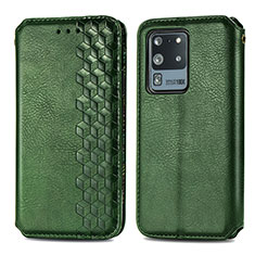 Custodia Portafoglio In Pelle Cover con Supporto S01D per Samsung Galaxy S20 Ultra Verde