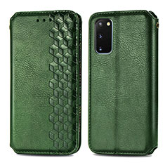 Custodia Portafoglio In Pelle Cover con Supporto S01D per Samsung Galaxy S20 Verde