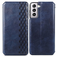 Custodia Portafoglio In Pelle Cover con Supporto S01D per Samsung Galaxy S21 FE 5G Blu