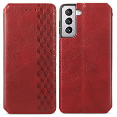 Custodia Portafoglio In Pelle Cover con Supporto S01D per Samsung Galaxy S21 FE 5G Rosso