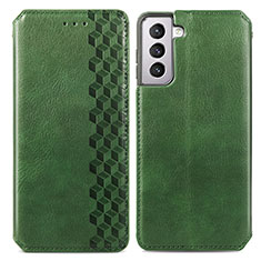 Custodia Portafoglio In Pelle Cover con Supporto S01D per Samsung Galaxy S21 FE 5G Verde