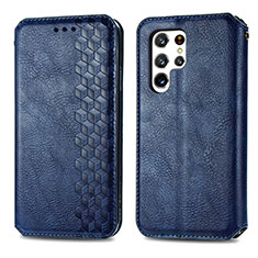 Custodia Portafoglio In Pelle Cover con Supporto S01D per Samsung Galaxy S21 Ultra 5G Blu