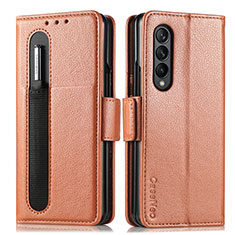 Custodia Portafoglio In Pelle Cover con Supporto S01D per Samsung Galaxy Z Fold4 5G Marrone