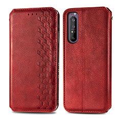 Custodia Portafoglio In Pelle Cover con Supporto S01D per Sony Xperia 1 II Rosso