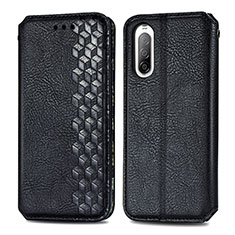 Custodia Portafoglio In Pelle Cover con Supporto S01D per Sony Xperia 10 II Nero