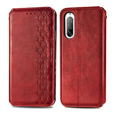 Custodia Portafoglio In Pelle Cover con Supporto S01D per Sony Xperia 10 II Rosso