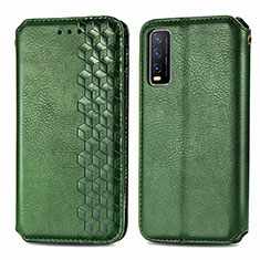 Custodia Portafoglio In Pelle Cover con Supporto S01D per Vivo Y12s Verde