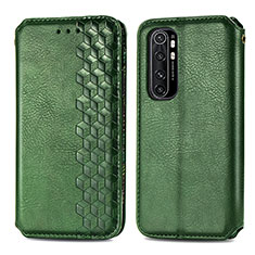 Custodia Portafoglio In Pelle Cover con Supporto S01D per Xiaomi Mi Note 10 Lite Verde