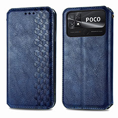 Custodia Portafoglio In Pelle Cover con Supporto S01D per Xiaomi Poco C40 Blu