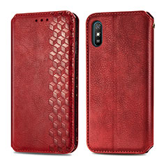 Custodia Portafoglio In Pelle Cover con Supporto S01D per Xiaomi Redmi 9AT Rosso