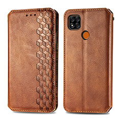 Custodia Portafoglio In Pelle Cover con Supporto S01D per Xiaomi Redmi 9C NFC Marrone