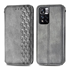 Custodia Portafoglio In Pelle Cover con Supporto S01D per Xiaomi Redmi Note 11 Pro+ Plus 5G Grigio