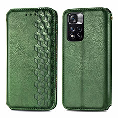 Custodia Portafoglio In Pelle Cover con Supporto S01D per Xiaomi Redmi Note 11 Pro+ Plus 5G Verde