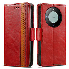 Custodia Portafoglio In Pelle Cover con Supporto S02D per Huawei Mate 60 Pro Rosso