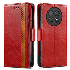 Custodia Portafoglio In Pelle Cover con Supporto S02D per Huawei Nova Y91 Rosso