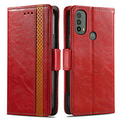 Custodia Portafoglio In Pelle Cover con Supporto S02D per Motorola Moto E40 Rosso