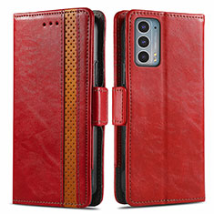 Custodia Portafoglio In Pelle Cover con Supporto S02D per Motorola Moto Edge Lite 5G Rosso