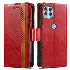 Custodia Portafoglio In Pelle Cover con Supporto S02D per Motorola Moto G100 5G Rosso