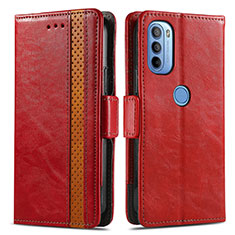 Custodia Portafoglio In Pelle Cover con Supporto S02D per Motorola Moto G31 Rosso