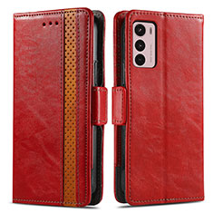 Custodia Portafoglio In Pelle Cover con Supporto S02D per Motorola Moto G42 Rosso