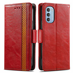 Custodia Portafoglio In Pelle Cover con Supporto S02D per Motorola Moto G51 5G Rosso