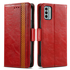 Custodia Portafoglio In Pelle Cover con Supporto S02D per Nokia G22 Rosso