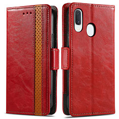 Custodia Portafoglio In Pelle Cover con Supporto S02D per Samsung Galaxy A20e Rosso