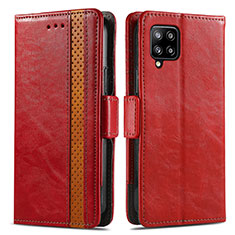 Custodia Portafoglio In Pelle Cover con Supporto S02D per Samsung Galaxy A42 5G Rosso