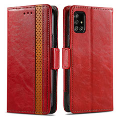 Custodia Portafoglio In Pelle Cover con Supporto S02D per Samsung Galaxy A51 5G Rosso