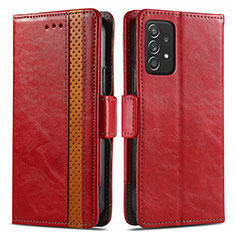 Custodia Portafoglio In Pelle Cover con Supporto S02D per Samsung Galaxy A52 5G Rosso