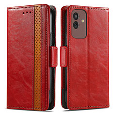 Custodia Portafoglio In Pelle Cover con Supporto S02D per Samsung Galaxy M13 5G Rosso